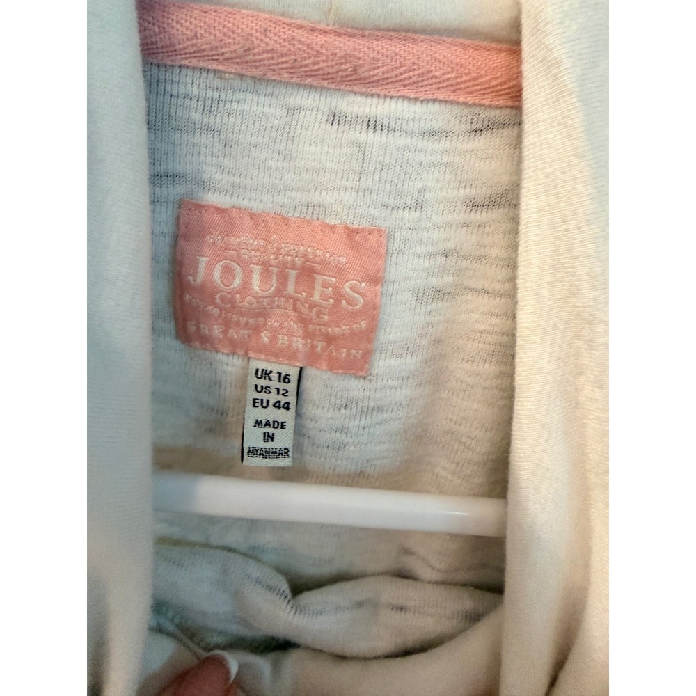 Joules Marlston Hoodie Cream Navy Floral Stripe Raglan Pullover Sweatshirt US 12 - Picture 5 of 6